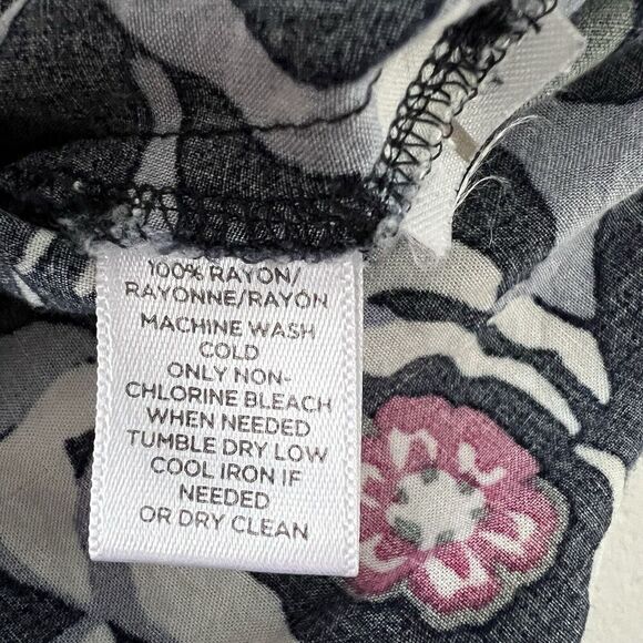 Ann Taylor Loft Floral Dress Womens Large Blue Rayon Ruffle Sleeveless Tie Waist - Picture 6 of 9